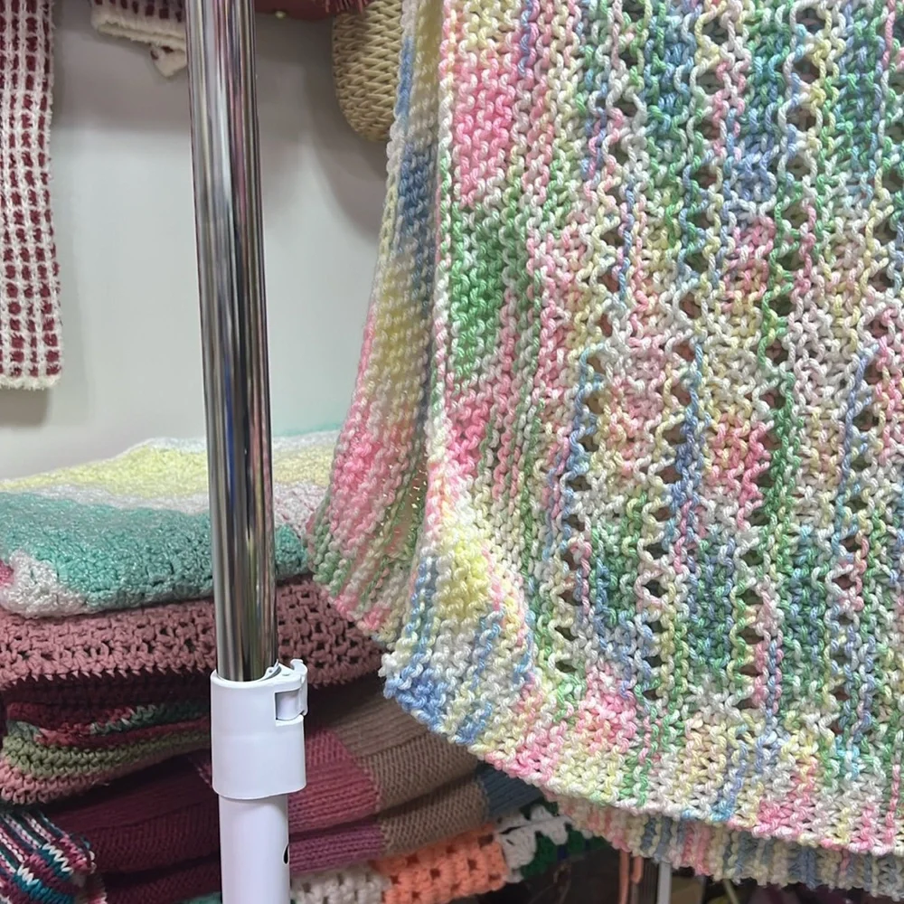 40 x 41 Hand Knit Throw Blanket Small Handmade